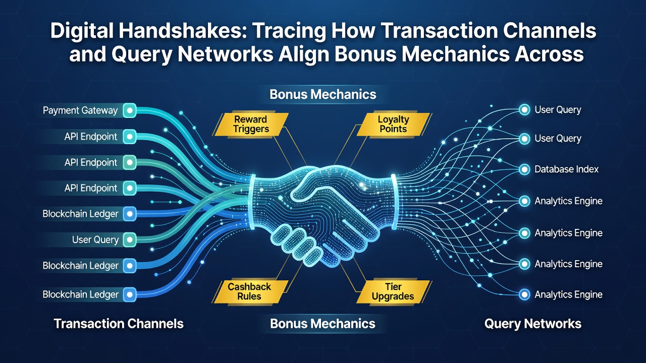 Diagram showing query network flows connecting payment confirmations to bonus activations in football, racing, and casino environments