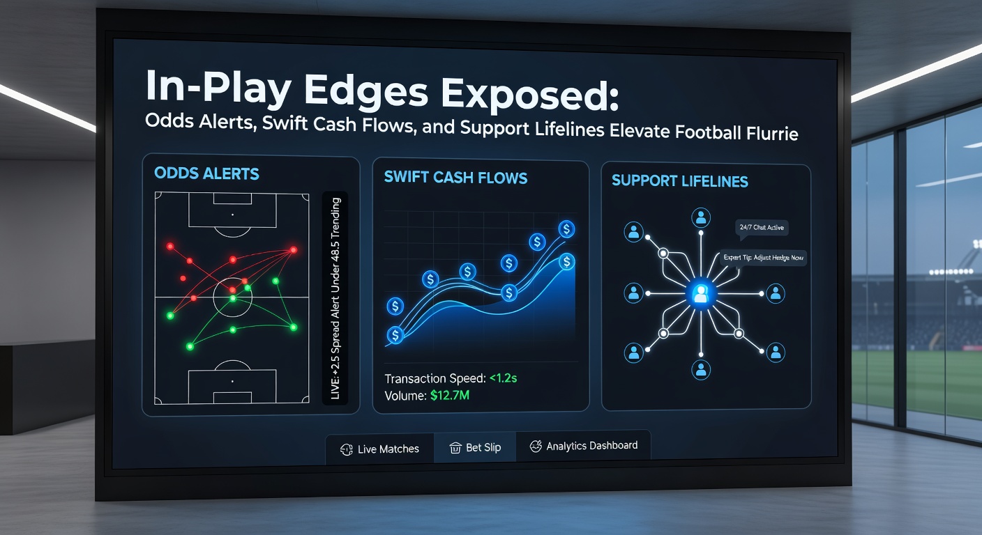 Illustration of rapid payment flows in betting apps, featuring soccer goals, racing finishes, and casino wins with cash transfer animations