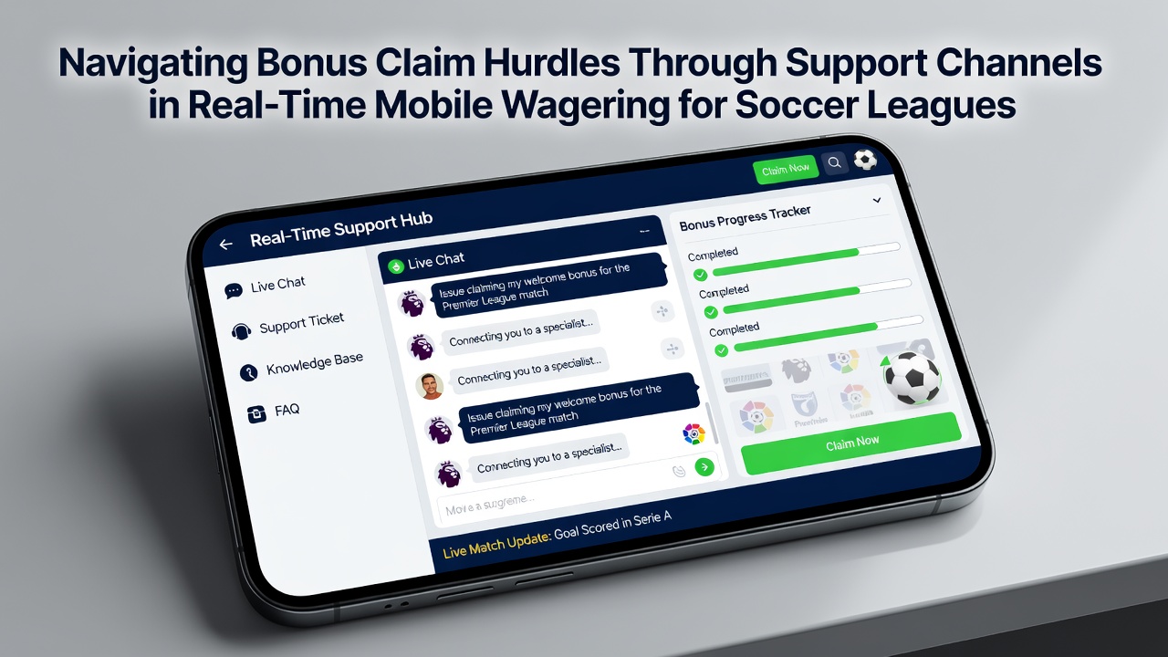 Support representative assisting user with bonus claim on mobile device during live horse racing wager