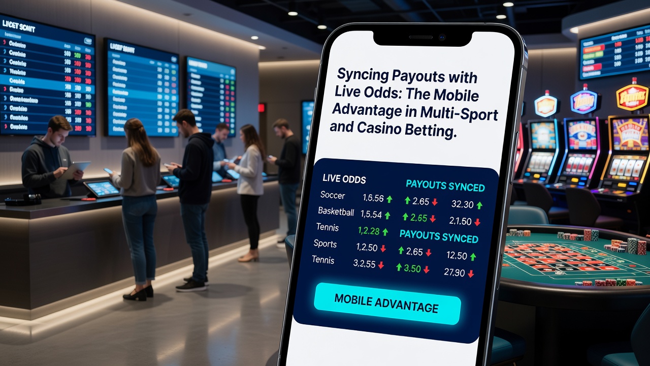 User engaging with synchronized payout features on a mobile device during live multi-sport and casino betting sessions