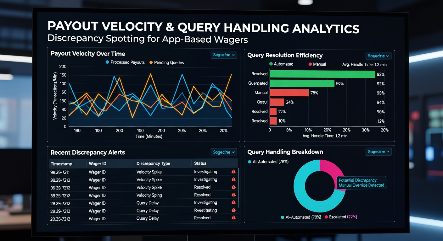 Split-screen interface displaying query resolution timelines alongside payout velocity graphs for multiple betting verticals